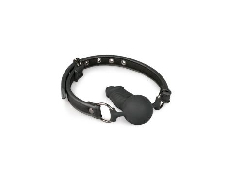 Knebel piłkowy z silikonowym penisem EasyToys czarny 9.5 cm - 2