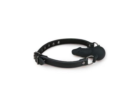 Knebel piłkowy z silikonowym penisem EasyToys czarny 9.5 cm - 3