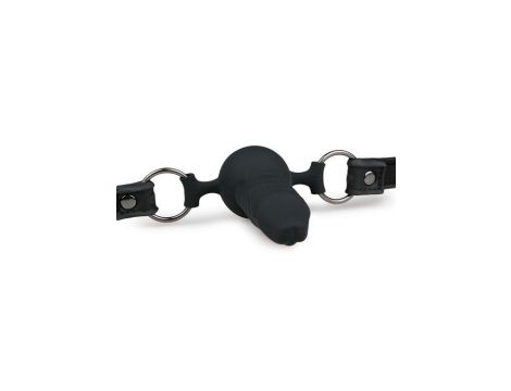 Knebel piłkowy z silikonowym penisem EasyToys czarny 9.5 cm - 4
