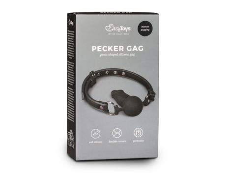 Knebel piłkowy z silikonowym penisem EasyToys czarny 9.5 cm - 7