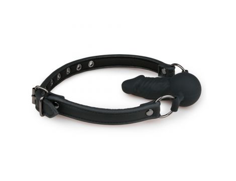Knebel piłkowy z silikonowym penisem EasyToys czarny 9.5 cm - 8