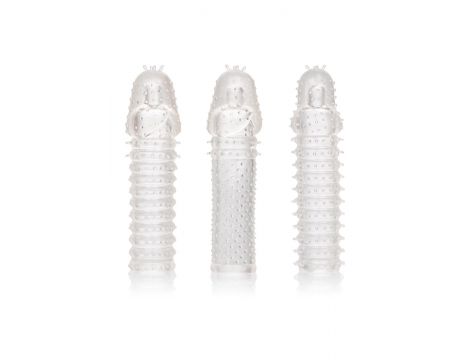 Zestaw 3 przedłużek na penisa Calexotics transparentny 15 cm
