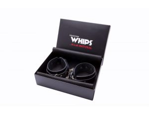 Kajdanki męskie Whips Collection skórzane 4 cm 25 cm łańcuch