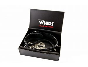 Obroża męska z ćwiekami i smyczą Whips Collection 120 cm