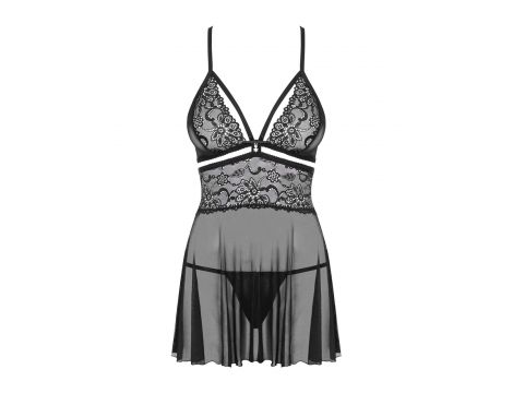 Babydoll koronkowy z stringami Obsessive czarne S/M - 5