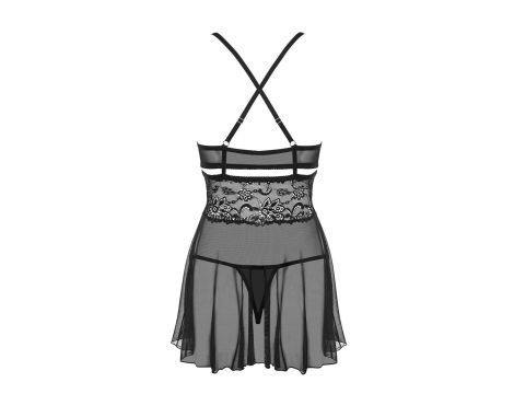 Babydoll koronkowy z stringami Obsessive czarne S/M - 6