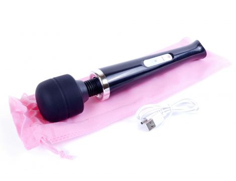 Stymulator łechtaczki Magic Wand silikonowy czarny USB 10 funkcji - 9