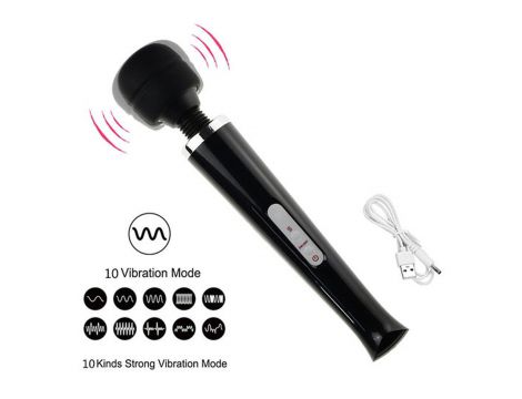 Stymulator łechtaczki Magic Wand silikonowy czarny USB 10 funkcji - 10