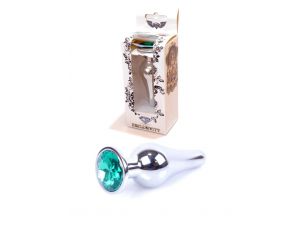 Biżuteria analna HeavyFun srebrna zielona 9,5 cm