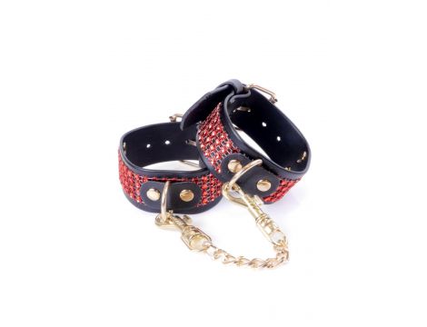 Kajdanki z kryształkami Fetish B Series czerwone 3 cm