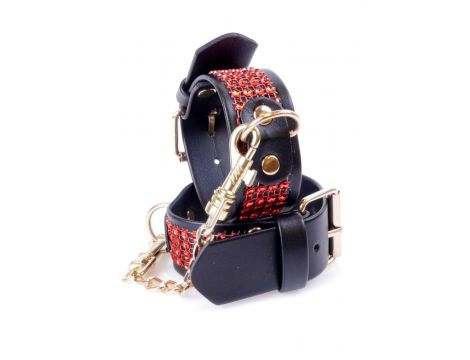 Kajdanki z kryształkami Fetish B Series czerwone 3 cm - 5