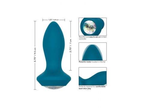 Wibrujący korek analny silikonowy Calexotics niebieski 9,5 cm - 6