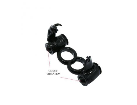 Podwójny pierścień erekcyjny wibracyjny Baile czarny silikonowy 15 cm - 4