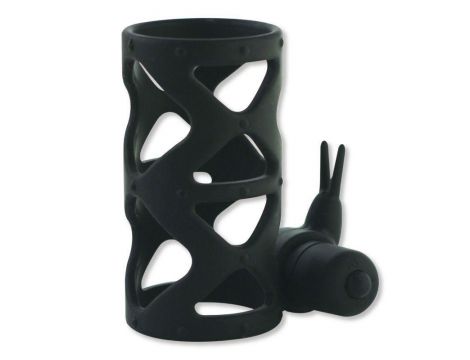 Silikonowy pierścień wibrujący z króliczkiem Toyz4lovers czarny 7,5 cm