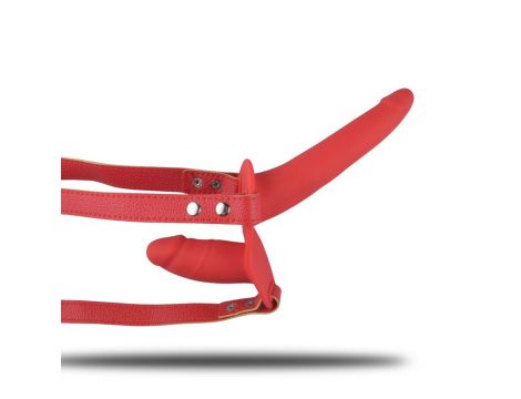 Podwójny strap on Real Safe czerwony 14 5 cm - 4