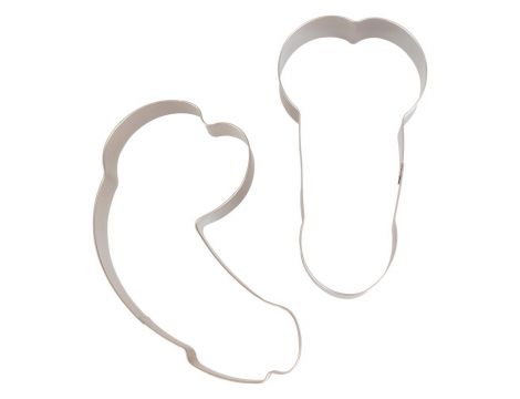 Zestaw 2 metalowych wykrawaczek do ciastek penis 10 cm - 11