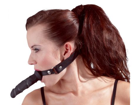 Knebel z dildo Fetish Collection czarny silikonowy 12 cm - 6