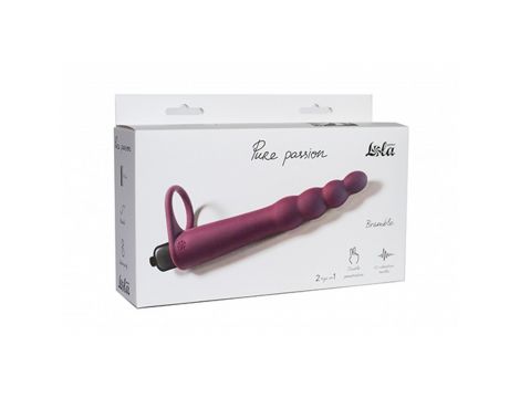 Strap on silikonowy Pure Passion bordowy wibrujący 16 cm