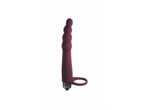 Strap on silikonowy Pure Passion bordowy wibrujący 16 cm - 2