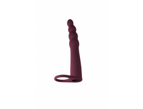 Strap on silikonowy Pure Passion bordowy wibrujący 16 cm - 3