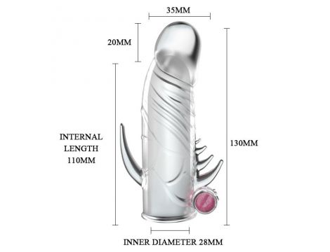 Wibrująca przedłużka na penisa Baile z wypustkami 2cm - 4
