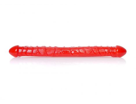 Podwójne elastyczne dildo EasyLove czerwone 33,5 cm - 4