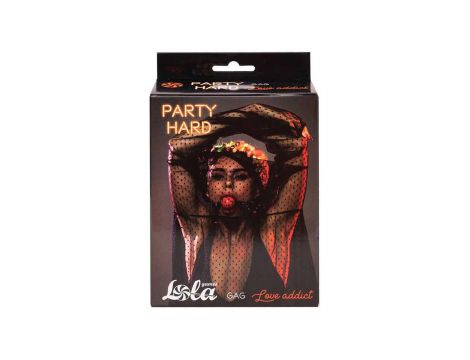 Knebel gumowy Party Hard Love Addict czerwony 4,5 cm - 2
