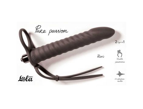 Strap on wibrujący Pure Passion Rori silikonowy czarny 16 cm