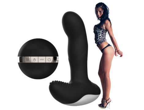 Masażer prostaty silikonowy z pilotem USB grzewczy 13.5 cm czarny - 2