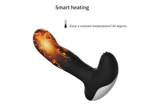 Masażer prostaty silikonowy z pilotem USB grzewczy 13.5 cm czarny - 6