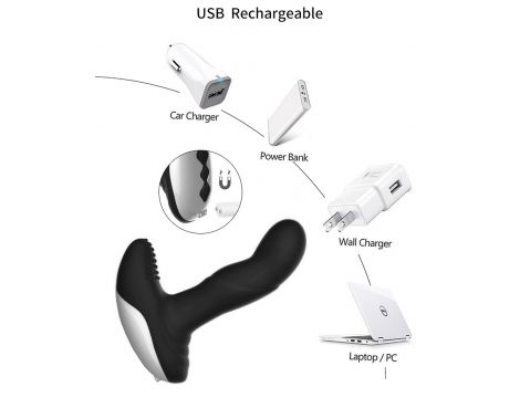 Masażer prostaty silikonowy z pilotem USB grzewczy 13.5 cm czarny - 8