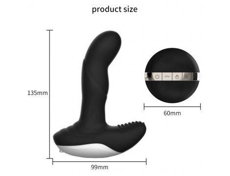 Masażer prostaty silikonowy z pilotem USB grzewczy 13.5 cm czarny - 9