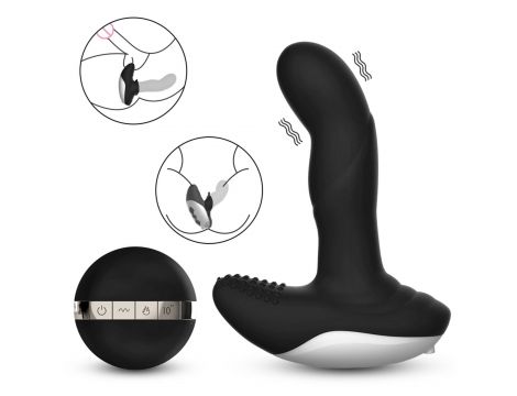 Masażer prostaty silikonowy z pilotem USB grzewczy 13.5 cm czarny - 12
