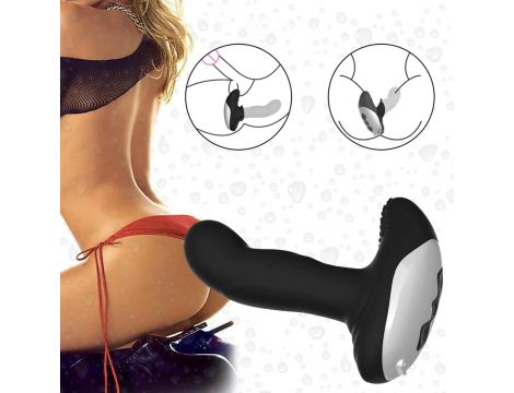 Masażer prostaty silikonowy z pilotem USB grzewczy 13.5 cm czarny - 14