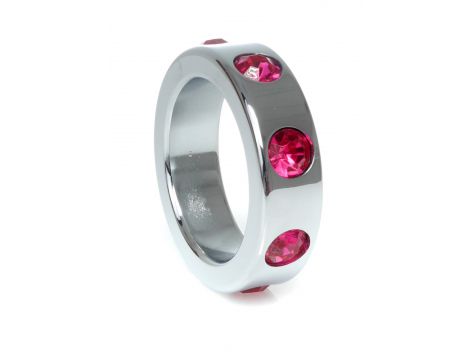 Pierścień erekcyjny stalowy z różowymi diamencikami HeavyFun 4 cm - 3