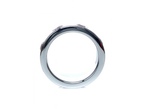 Pierścień erekcyjny metalowy z różowymi diamencikami HeavyFun duży - 2