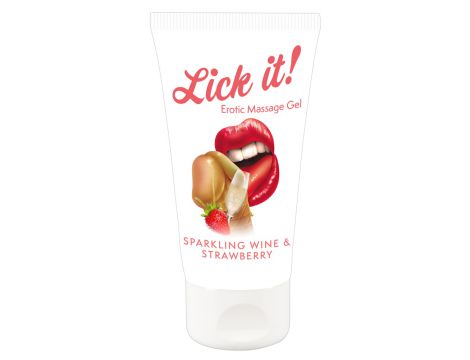 Wegański żel do masażu erotycznego Lick it! truskawka wino musujące 50 ml - 2