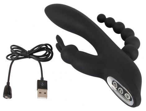 Wibrator króliczek Sweet Smile potrójny USB 20,8 cm - 6