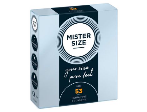 Prezerwatywy cienkie transparentne Mister Size 53 mm wegańskie 3 szt