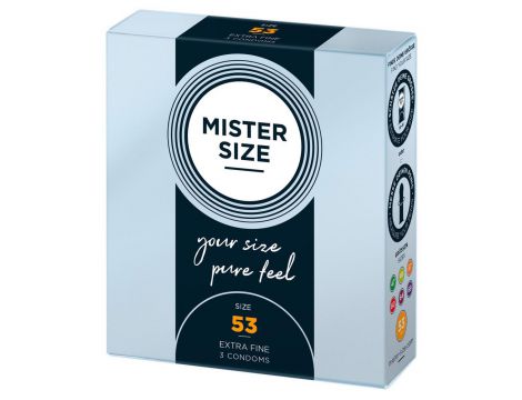 Prezerwatywy cienkie transparentne Mister Size 53 mm wegańskie 3 szt - 3