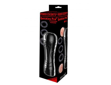Masturbator wibrujący Quickies Pro Power Escorts 27 cm z cockringami - 2