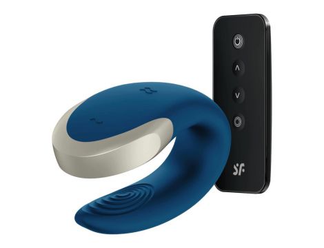 Stymulator łechtaczki Satisfyer Double Love niebieski z pilotem USB