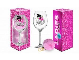 Kieliszek do wina Signoria 700ml Ladies Time z pluszowym pomponem