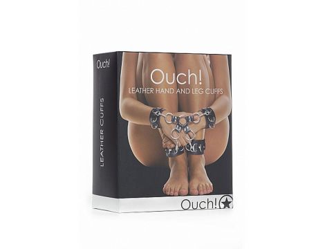 Skórzane kajdanki na ręce i nogi Ouch! czarne - 2