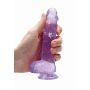 Dildo żelowe realistyczne z jądrami RealRock fioletowe 17 cm - 8