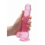Dildo realistyczne z jądrami RealRock różowe 20 cm - 8