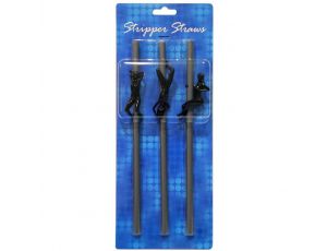 Słomki ze striptizerkami Stripper Straws srebrne 3 szt.