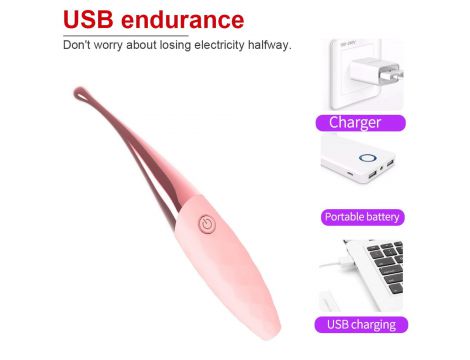 Stymulator łechtaczki Nana różowy wodoodporny USB - 2