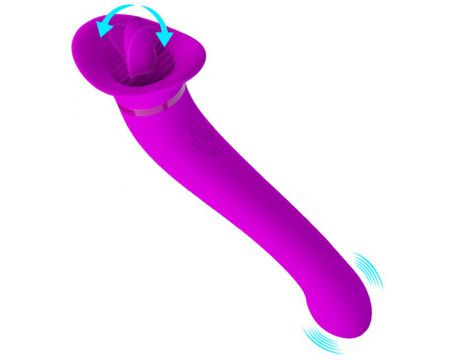 Wibrator z lizaniem Pretty Love Faust fioletowy silikonowy USB - 2