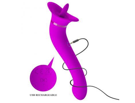 Wibrator z lizaniem Pretty Love Faust fioletowy silikonowy USB - 6